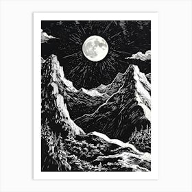 Moonlight In The Mountains 7 Art Print