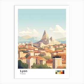 Lyon, France, Geometric Illustration 3 Poster Art Print