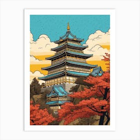 Osaka Castle, Japan Vintage Travel Art 2 Art Print