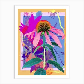 Gaillardia 2 Neon Flower Collage Art Print