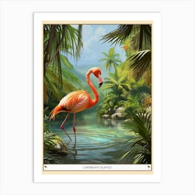 Greater Flamingo Caribbean Islands Tropical Illustration 7 Poster Art Print