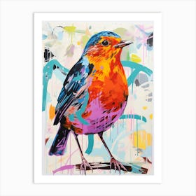 Colourful Bird Painting European Robin 1 Art Print