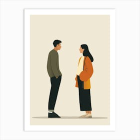 Man And Woman Talking Art Print