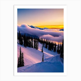 Kicking Horse, Canada Sunrise Skiing Poster Art Print