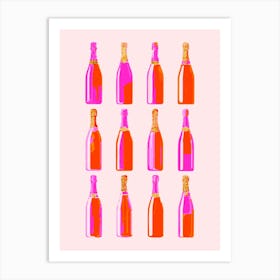 Pink Champagne Bottles Art Print