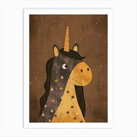 Black & Mustard Pattern Unicorn Art Print