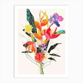 Heliconia 2 Collage Flower Bouquet Art Print