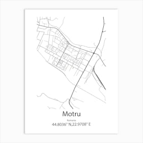 Motru,Romania Minimalist Map Art Print