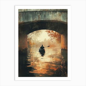 Canoe Under Bridge Canvas Print Art Print