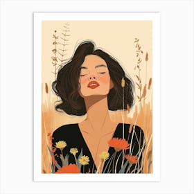 Boho Girl In A Field Art Print