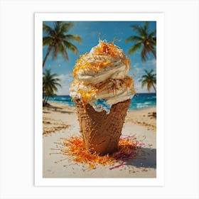 Ice Cream Cone On The Beach 4 Art Print