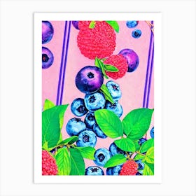 Blueberry 1 Risograph Retro Poster Fruit Art Print