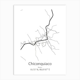 Chiconquiaco,Mexico Minimalist Map Art Print