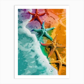 Starfishes On The Beach Art Print