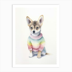 Baby Animal Watercolour Wolf 1 Art Print