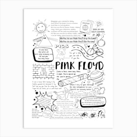 Pink Floyd Doodle Lyrics Art Print