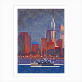 Boston, City Us  Pointillism Art Print