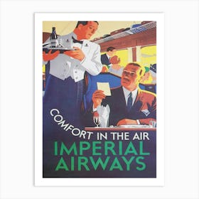 Imperial Airways, Dining Service, Vintage Travel Poster Art Print