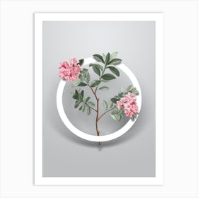 Vintage Hairy Alpenrose Minimalist Flower Geometric Circle on Soft Gray n.0460 Art Print