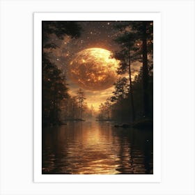 Moon Over The Water 1 Art Print