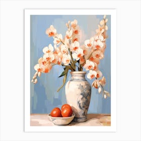 Orchid Flower And Peaches Still Life Painting 1 Dreamy Art Print