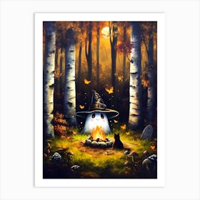 Halloween Witch In The Woods Art Print