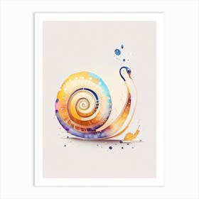 Snail With Splattered Background 1 Illustration Art Print