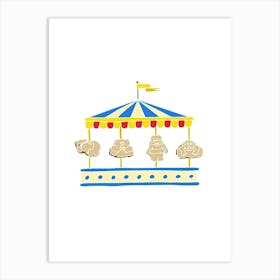 Animal Biscuit Carousel, Fun Circus Animal, Cake, Biscuit, Sweet Treat Print, Portrait Art Print