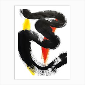 Golden Black And Orange Abstract Art Print