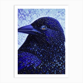 Raven Pointillism Bird Art Print