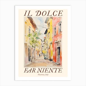 Il Dolce Far Niente Piacenza, Italy Watercolour Streets 2 Poster Art Print