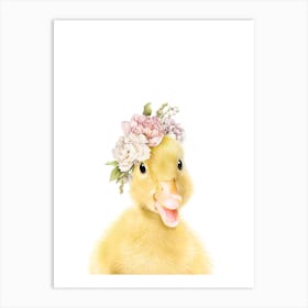 Peekaboo Floral Duck Art Print