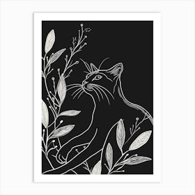 Oriental Shorthair Cat Minimalist Illustration 3 Art Print