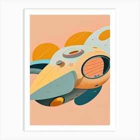 Spaceship Musted Pastels Space Art Print