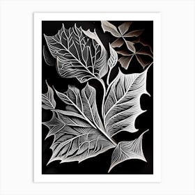 Peach Leaf Linocut 3 Art Print