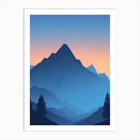 Misty Mountains Vertical Composition In Blue Tone 3 Art Print