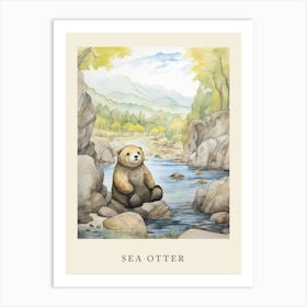 Beatrix Potter Inspired  Animal Watercolour Sea Otter 3 Art Print