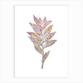 Stained Glass Smilacina Stellata Mosaic Botanical Illustration on White n.0144 Art Print