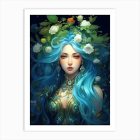 Blue Haired Girl 1 Art Print