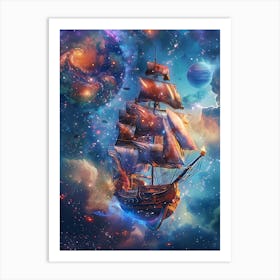 Fantasy Ship Floating in the Galaxy 10 Art Print