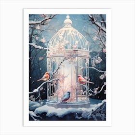 Birdcage In The Winter Forest 2 Art Print