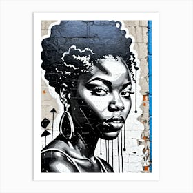 Vintage Graffiti Mural Of Beautiful Black Woman 107 Art Print