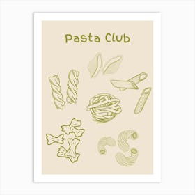 Pasta Club Poster Olive Green Art Print