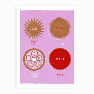 Four Planets In Pink Art Print
