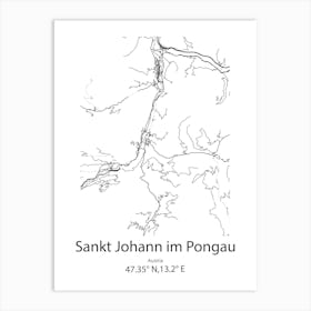 Sankt Johann Im Pongau,Austria Minimalist Map Art Print