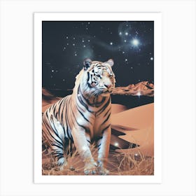 Cosmic tiger portrait in the glittering desert 2 Art Print