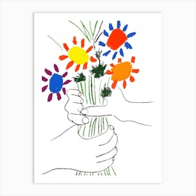 Pablo Picasso Flowers In Hands Art Print