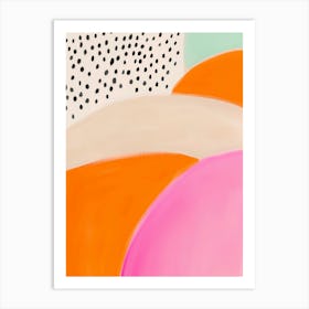 Pastel orange-pink Abstrake Punkte Kunst, gute Laune Sommer Print Malerei 2 Art Print