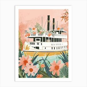 Steamboat Natchez Storybook Illustration 3 Art Print