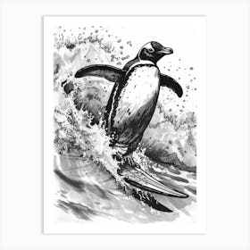 Emperor Penguin Surfing Waves 2 Art Print